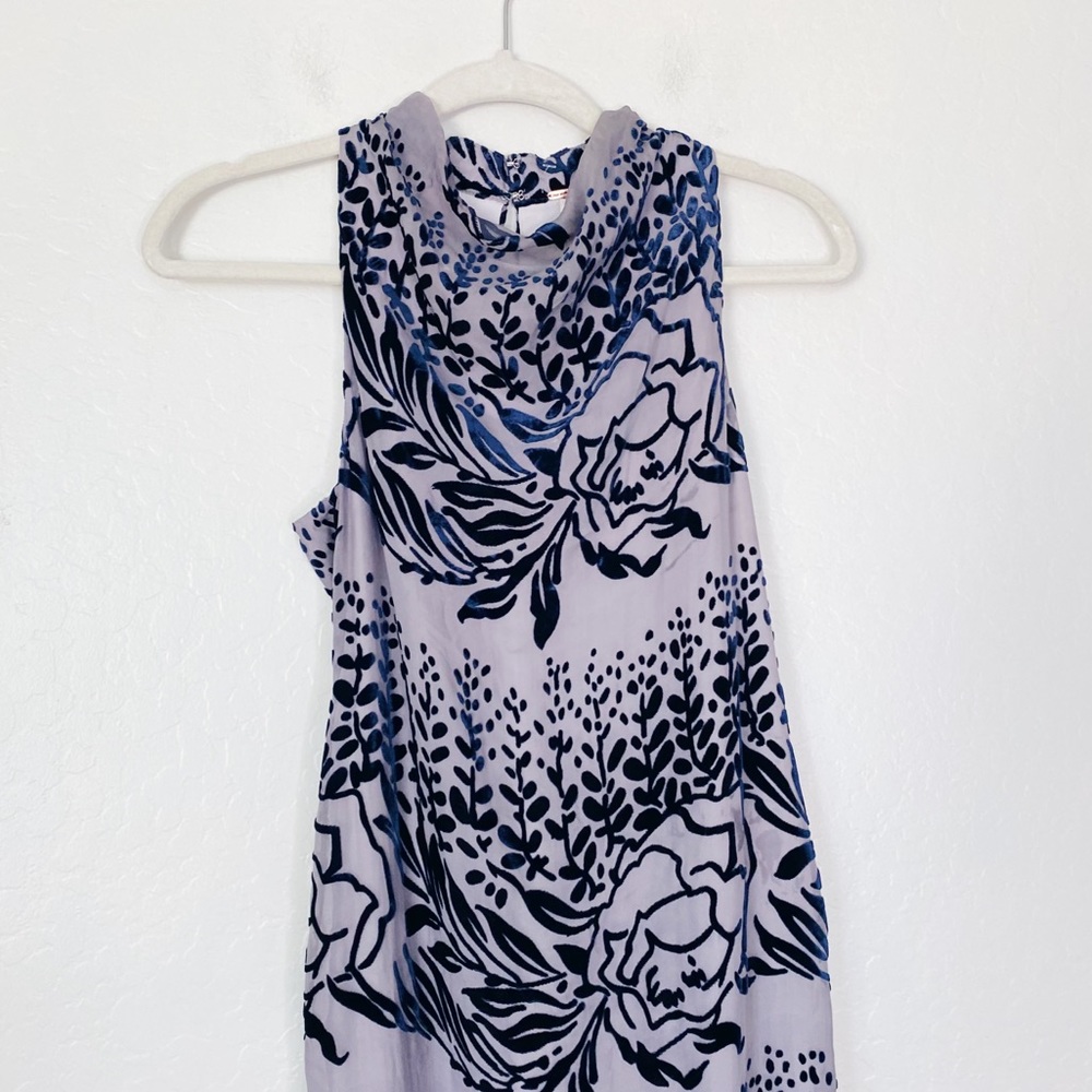 Free People Purple Velvet Floral High Neck Sleeveless Dress - Picture 6 of 8
